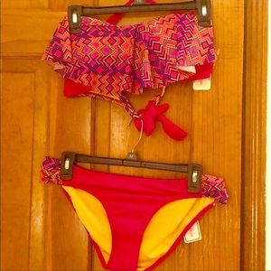 NEW W TAGS  SPECTACULAR  PRETTY IN PINK FLOP TOP BIKINI WITH BRIGHTEST COLORS